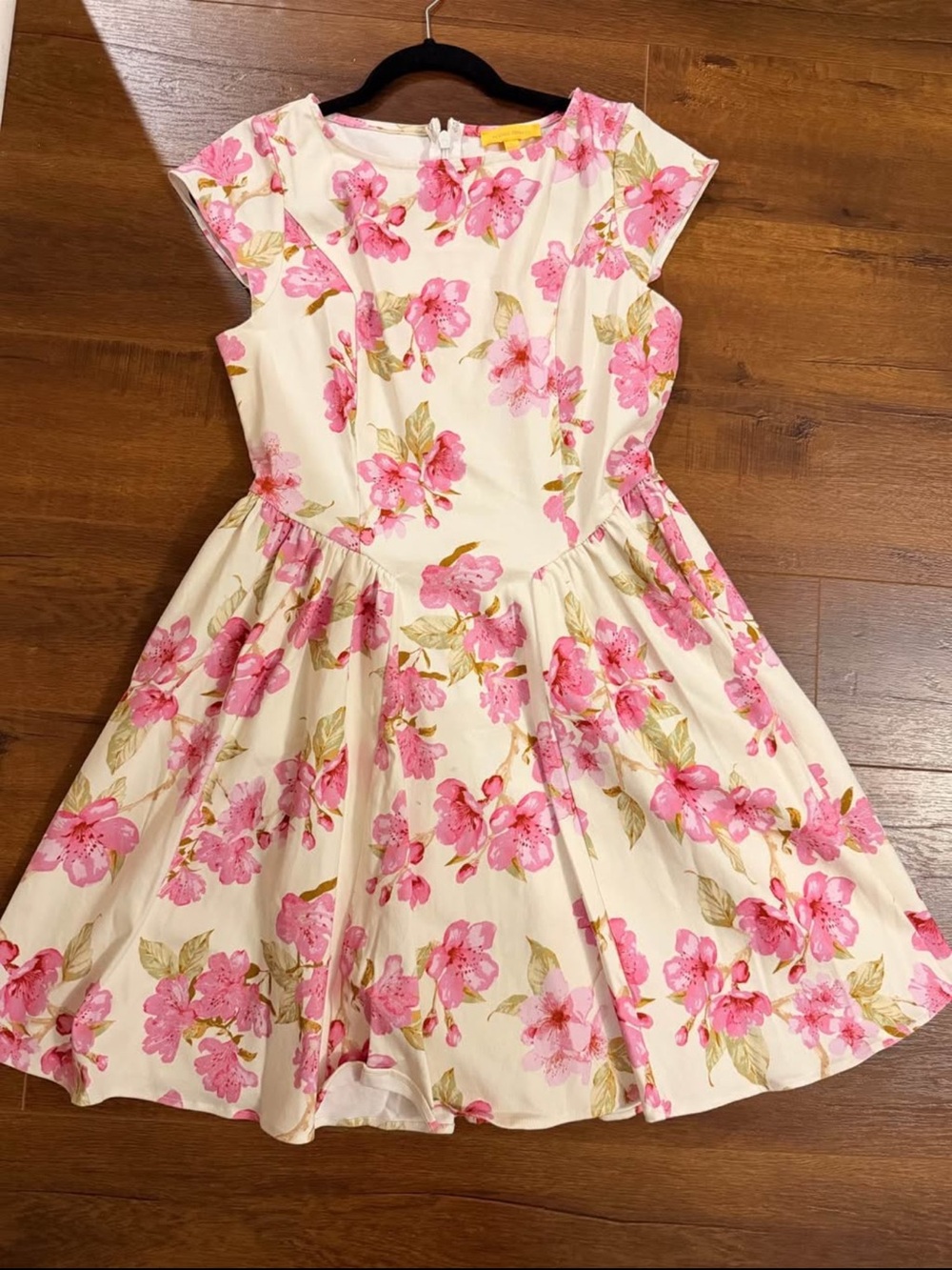 Kids Floral Fit-and-Flare Dress in Pink and Cream